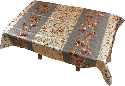 CHANDER Printed 6 Seater Table Cover(golden, Polyester)