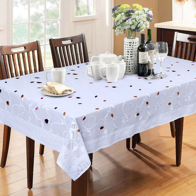 Jainco Decor Printed 6 Seater Table Cover(White, Polyester)
