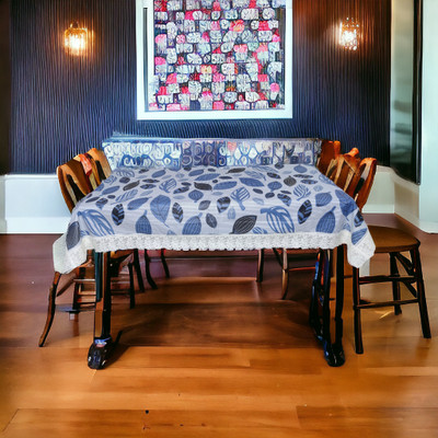 Mopak Decor Printed 6 Seater Table Cover(Blue, Polyester)