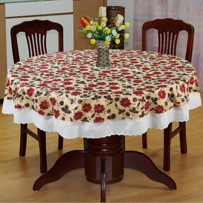 Dakshya Industries Floral 4 Seater Table Cover(Yellow, Red, PVC)