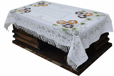 Chhapri Self Design 4 Seater Table Cover(White, Cotton, Polyester)