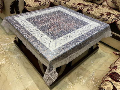 Jainco Decor Solid, Self Design 4 Seater Table Cover(Silver, PVC)