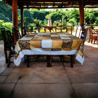 Mopak Decor Printed 6 Seater Table Cover(Gold, Polyester)