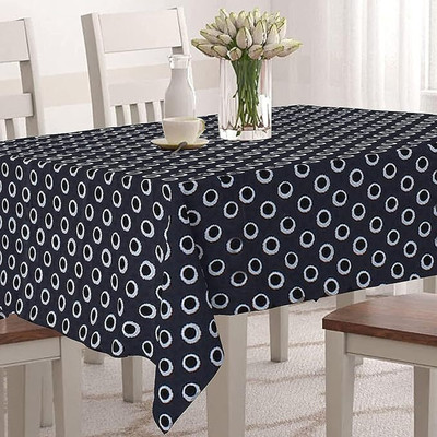 Jainco Decor Self Design 6 Seater Table Cover(Black, PVC)