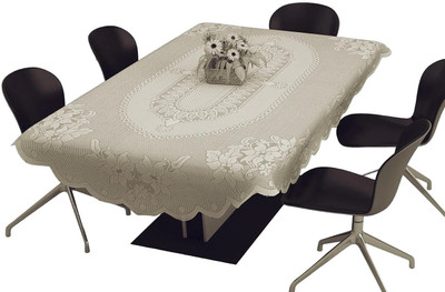 EASTTARDOMM Floral 6 Seater Table Cover(Beige, Cotton)