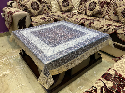 Jainco Decor Self Design 4 Seater Table Cover(Gold, PVC)