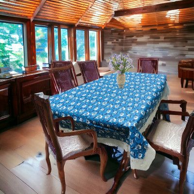 Mopak Decor Printed 6 Seater Table Cover(Blue, Polyester)