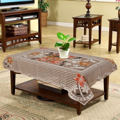 D P C Floral 4 Seater Table Cover(Orange, Polyester)