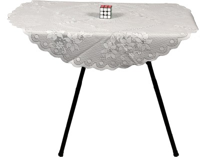 Chhapri Self Design 6 Seater Table Cover(White, Cotton)