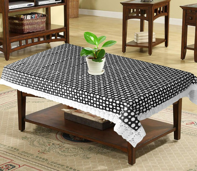 RMDecor Polka, Printed 4 Seater Table Cover(Black, Polyester)