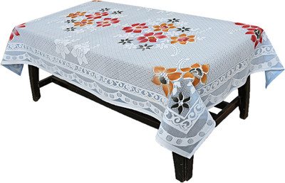 KUBER INDUSTRIES Floral 4 Seater Table Cover(Blue, Cotton)