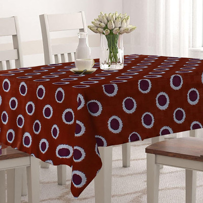 CASA FURNISHING Polyester 6 Seater Floral Table Cover(Red, Black)