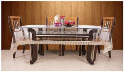 AG Leaf Solid 8 Seater Table Cover(Transparent, Plastic)