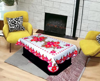 MANGERAM Floral 2 Seater Table Cover(Pink, Cotton)