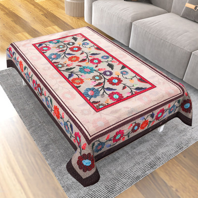 D P C Printed, Floral 4 Seater Table Cover(Beige, Polyester)