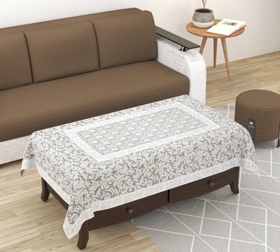 EASTTARDOMM Cotton 4 Seater Floral Table Cover(Grey, Net Cloth)