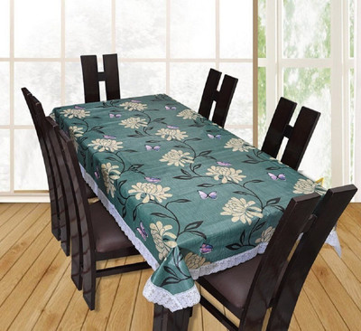 D P C Printed 6 Seater Table Cover(Green, Polyester)