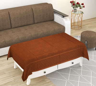 EASTTARDOMM Cotton 4 Seater Self Design Table Cover(Brown)