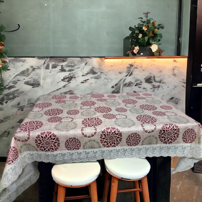 Mopak Decor Embroidered 6 Seater Table Cover(Green, Polyester)