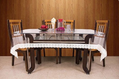 Chhapri Embroidered, Solid 6 Seater Table Cover(White, PVC)