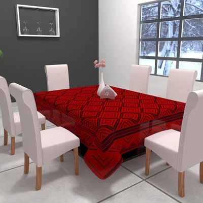 Dakshya Industries Cotton 6 Seater Geometric Table Cover(Maroon)