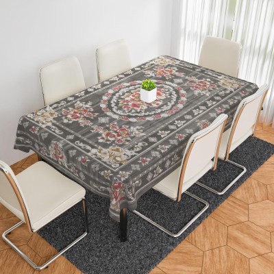 KUBER INDUSTRIES Floral 6 Seater Table Cover(Gray, PVC)