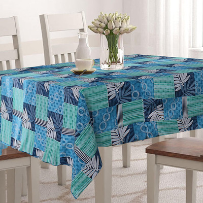 CASA FURNISHING Polyester 6 Seater Floral Table Cover(Green)