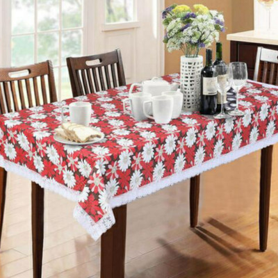 kashtu Embroidered 2 Seater Table Cover(Red, Polyester)