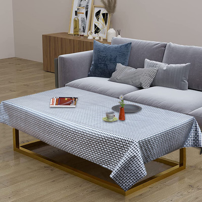 Dakshya Industries Checkered 4 Seater Table Cover(Grey, PVC)