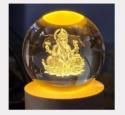 Aryavarte 3D Lord Ganesh Ji Crystal Ball Night Lamp(9 cm, Multicolor)