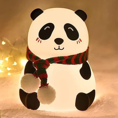 exahust Cute Nursery Decor Silicone Panda Bear Night Light for Bedroom Night Lamp(12 cm, Multicolor)