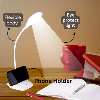 RUDON Study, Desk/Table Lamp Light Rechargeable (Pack of 1 ,FREE USB Blub) Table Lamp(35 cm, White)