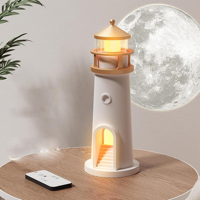 4uonly Moon Lamp Night Light, Lighthouse Remote Control Projection Lamp ILK31 Table Lamp(20 cm, Multicolor)
