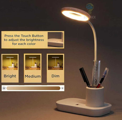 SPARKPLUG \'Smart Study Table Lamp with in built Pen Stand | Adjustable LED Light Study Lamp(8 cm, White)