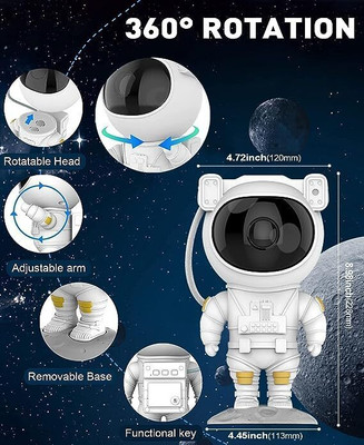 WINDCOMM Galaxy Night Light Astronaut Space Star Projector Nebula 360° Adjustable Head Night Lamp(22 cm, White)