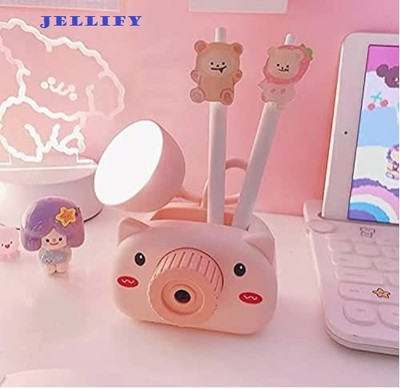 JELLIFY 4 in 1 Camera Design Table Night Lamp/Pencil Sharpener/ Pen Stand/Mobile Stand Single Pencil Sharpeners(Set of 1, Pink)