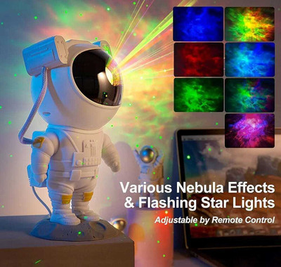 MILONI USA Galaxy Night Light Astronaut Space Star Projector Nebula 360° Adjustable Night Lamp(22.5 cm, White)
