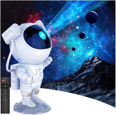 Jaaro Astronaut Nebula Night Light Projector with Adjustable Timer for Kids (50 lm / Remote Controller) Portable Projector(White)