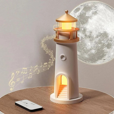 IMMUTABLE Lighthouse Moon Lamp Projector Rechargeable Music Remote Control EIL10 Table Lamp(20 cm, Multicolor)