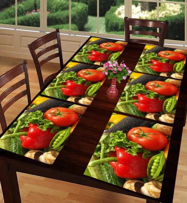 SANRAKSSHAN Rectangular Pack of 6 Table Placemat(Red, Green, PVC)