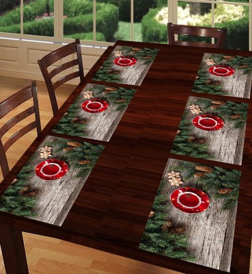 SANRAKSSHAN Rectangular Pack of 6 Table Placemat(Multicolor, Red, PVC)