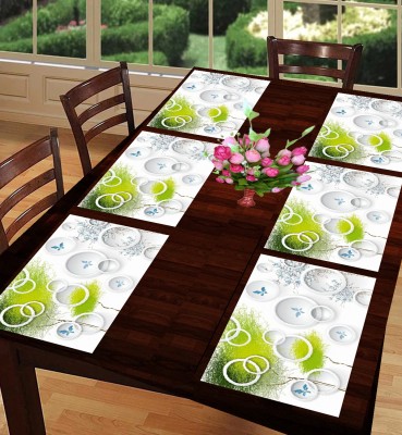 SANRAKSSHAN Rectangular Pack of 6 Table Placemat(Green, White, PVC)