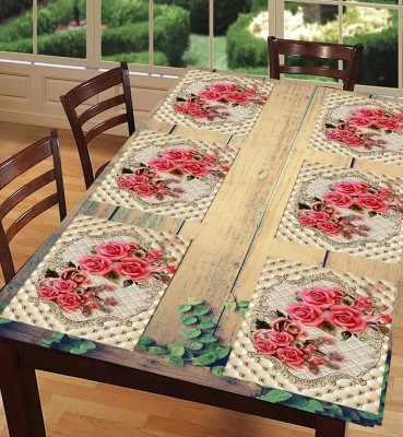 Creadcraft Rectangular Pack of 6 Table Placemat(Multicolor, Red, PVC)