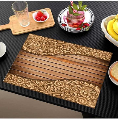 LOTUSKING Rectangular Pack of 6 Table Placemat(Silver, PVC)