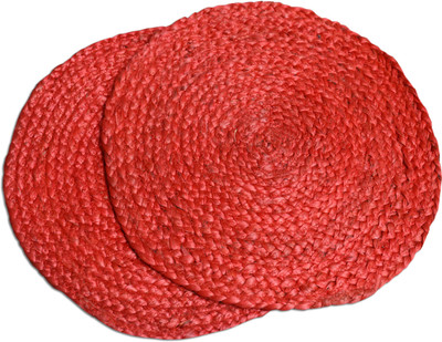 TSUKUYOMI Round Pack of 2 Table Placemat(Red, Jute)