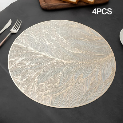 DPA Collection Round Pack of 4 Table Placemat(Gold, PVC)