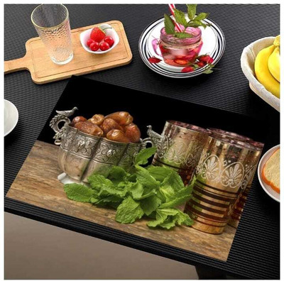 LOTUSKING Rectangular Pack of 6 Table Placemat(Grey, PVC)