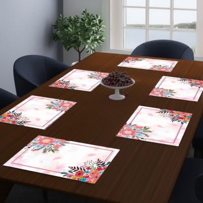 Dakshya Industries Rectangular Pack of 6 Table Placemat(Pink, PVC)