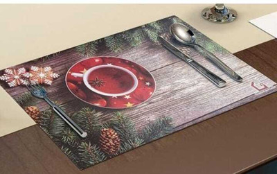 LOTUSKING Rectangular Pack of 6 Table Placemat(Grey, PVC)