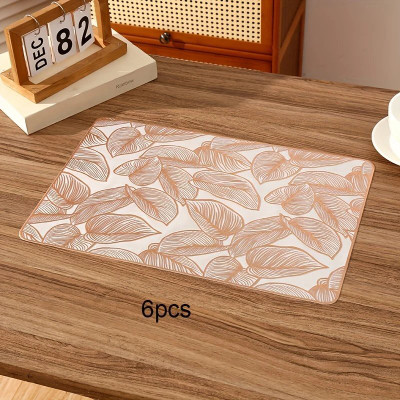 DPA Collection Rectangular Pack of 6 Table Placemat(Brown, PVC)